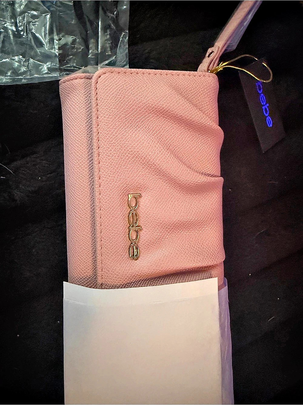 Bebe Sage Trifold Wallet Pink Wristlet NWT